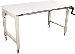 Proline - 72 Wide x 30" Deep x 42" High, Plastic Laminate Workbench - Adjustable Height Legs, Beige - Exact Industrial Supply