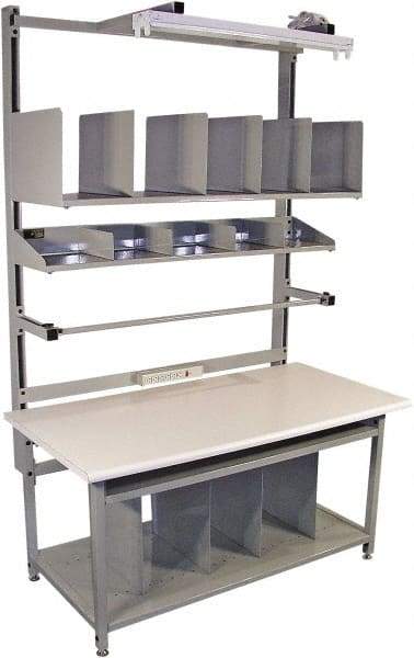 Proline - 72 Wide x 30" Deep x 36" High, Static Dissipative Workbench - Bull Nose Edge, Adjustable Height Legs, Gray - Exact Industrial Supply
