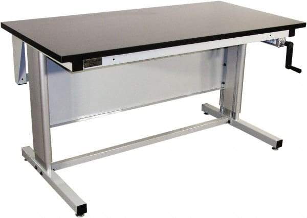 Proline - 72 Wide x 30" Deep x 42" High, Chem-Guard Workbench - Adjustable Height Legs, Gray - Exact Industrial Supply