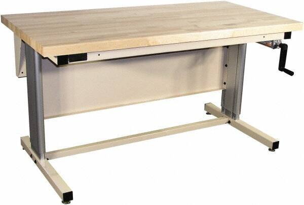 Proline - 72 Wide x 30" Deep x 42" High, Maple Workbench - Adjustable Height Legs, Beige - Exact Industrial Supply