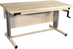 Proline - 72 Wide x 30" Deep x 42" High, Maple Workbench - Adjustable Height Legs, Beige - Exact Industrial Supply