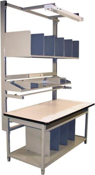 Proline - 72 Wide x 30" Deep x 36" High, Static Dissipative Workbench - T-Molded Edge, Adjustable Height Legs, Gray - Exact Industrial Supply