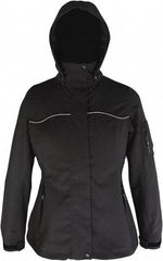 Viking - Size M, Black, Waterproof Jacket - 37" Chest, 4 Pockets, Detachable Hood, Hook & Loop Wrist - Exact Industrial Supply