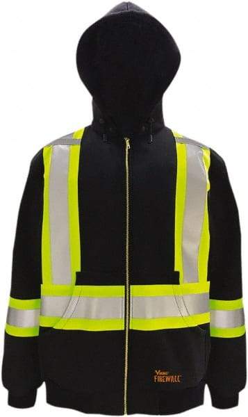 Viking - Size L Flame Resistant/Retardant Jacket - Black, Cotton, Zipper Closure, 43" Chest - Exact Industrial Supply