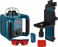 Bosch - 1,000' Measuring Range, 1/8" at 100' Accuracy, Self-Leveling Horizontal & Vertical Rotary Laser - ±5° Self Leveling Range, 1 Beam, 2-D Battery Included - Exact Industrial Supply