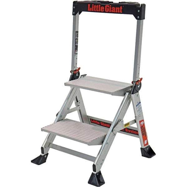 Little Giant - 2 Steps, 2' High, Type IAA Rating, Aluminum Step Stand - 375 Lb Capacity, 21-1/2" Base Width - Exact Industrial Supply