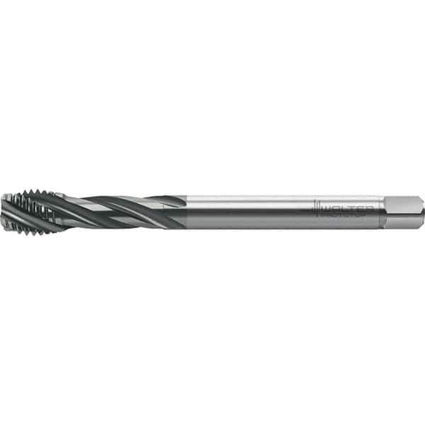 Walter-Prototyp - M14x2.00 Metric 4 Flute 6HX Semi-Bottoming Spiral Flute Tap - High Speed Steel, TiCN Finish, 110mm OAL, Right Hand Flute, Right Hand Thread, Series TC121 - Exact Industrial Supply