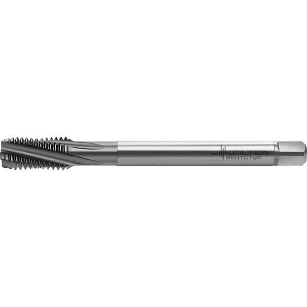 Walter-Prototyp - M14x2.00 Metric 4 Flute 6HX Semi-Bottoming Spiral Flute Tap - High Speed Steel, TiCN Finish, 110mm OAL, Right Hand Flute, Right Hand Thread, Series TC122 - Exact Industrial Supply