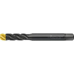 Walter-Prototyp - M4x0.70 Metric 3 Flute 6HX Semi-Bottoming Spiral Flute Tap - High Speed Steel, TiN Finish, 64.65mm OAL, Right Hand Flute, Right Hand Thread, Series TC120 - Exact Industrial Supply