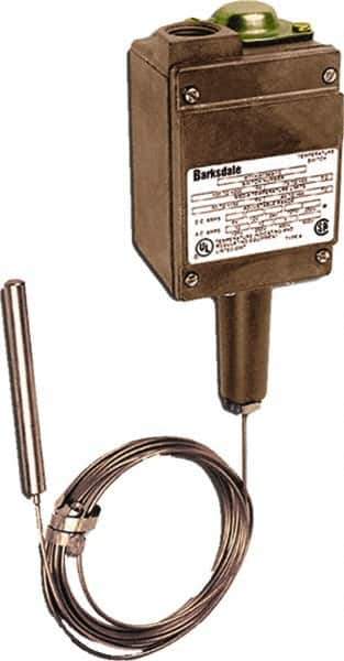 Barksdale - -50 to 150°F Remote Mount Temperature Switch - 3/8 x 4-1/16 Capillary, 304 Stainless Steel, ±1% of mid-60% of F.S. - Exact Industrial Supply