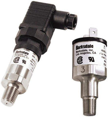 Barksdale - 5 to 50 psi Adjustable Range, 100 Max psi, Compact Pressure Switch - 1/4 NPT Male, DIN 43650, Without Plug, SPDT Contact, SS Wetted Parts, 8% Repeatability - Exact Industrial Supply