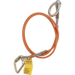 PRO-SAFE - 6' Long, D-Ring Anchor Sling - 350 Lb Capacity, Vinyl Coated Galvanized Steel Cable - Exact Industrial Supply