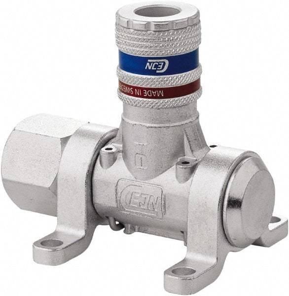 CEJN - 1/2" Inlet, 1/4" Outlet Manifold - 3" Long x 2.28" Wide x 2.7" High, 0.245" Mount Hole, 212°F Max, 230 Max PSI, 1 Inlet Port, 1 Outlet Port - Exact Industrial Supply