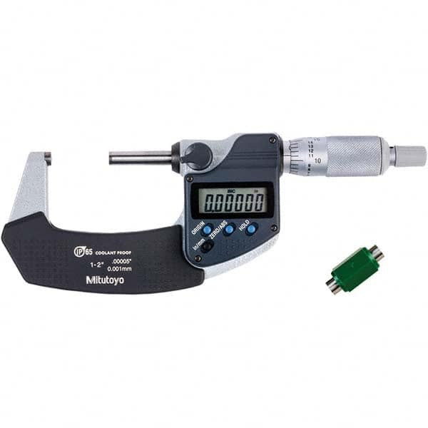 Mitutoyo - Electronic Outside Micrometers Type: Coolant-proof Minimum Measurement (Decimal Inch): 1.0000 - Exact Industrial Supply