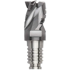 Kennametal - 3/8" Diam, 9/32" LOC, 3 Flute, 0.015" Corner Radius End Mill Head - Solid Carbide, AlTiN Finish, Duo-Lock 10 Connection, Spiral Flute, 35° Helix, Centercutting - Exact Industrial Supply