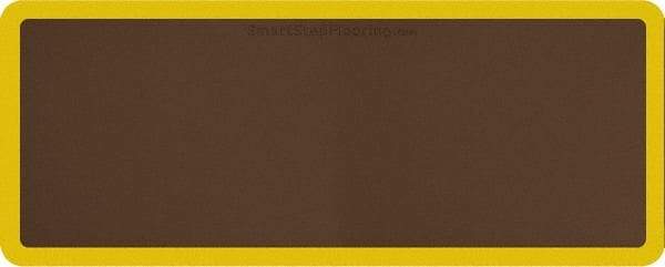 Smart Step - 5' Long x 2' Wide, Dry Environment, Anti-Fatigue Matting - Brown with Yellow Borders, Urethane with Urethane Sponge Base, Beveled on All 4 Sides - Exact Industrial Supply