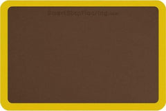 Smart Step - 3' Long x 2' Wide, Dry Environment, Anti-Fatigue Matting - Brown with Yellow Borders, Urethane with Urethane Sponge Base, Beveled on All 4 Sides - Exact Industrial Supply