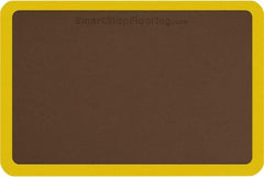 Smart Step - 3' Long x 2' Wide, Dry Environment, Anti-Fatigue Matting - Brown with Yellow Borders, Urethane with Urethane Sponge Base, Beveled on All 4 Sides - Exact Industrial Supply