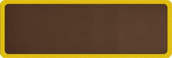 Smart Step - 6' Long x 2' Wide, Dry Environment, Anti-Fatigue Matting - Brown with Yellow Borders, Urethane with Urethane Sponge Base, Beveled on All 4 Sides - Exact Industrial Supply