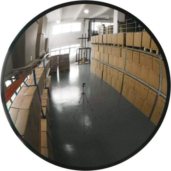 PRO-SAFE - Indoor/Outdoor Round Convex Safety, Traffic & Inspection Mirrors - Glass Lens, Galvanized Steel Backing, 36" Diam x 37" High - Exact Industrial Supply