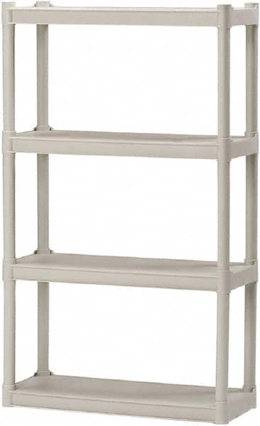 Ability One - Plastic Shelving; Type: Structural Plastic Open Shelving ; Shelf Capacity (Lb.): 75 ; Width (Inch): 32 ; Height (Inch): 54 ; Depth: 13 ; Number of Shelves: 4 - Exact Industrial Supply
