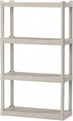 Ability One - Plastic Shelving; Type: Structural Plastic Open Shelving ; Shelf Capacity (Lb.): 75 ; Width (Inch): 32 ; Height (Inch): 54 ; Depth: 13 ; Number of Shelves: 4 - Exact Industrial Supply