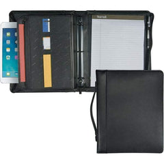 Samsill - 13-1/2" Long x 11" Wide Leatherette Two-Pocket Portfolios - Black - Exact Industrial Supply