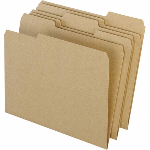 Pendaflex - 11-5/8 x 9-1/2", Letter Size, Natural, File Folders with Top Tab - 11 Point Stock, Assorted Tab Cut Location - Exact Industrial Supply