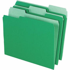 Pendaflex - 11-5/8 x 9-1/2", Letter Size, Green/Light Green, File Folders with Top Tab - 11 Point Stock, Assorted Tab Cut Location - Exact Industrial Supply