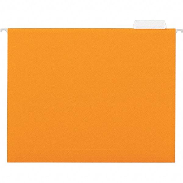 UNIVERSAL - 9-1/2x11-3/4", Letter Size, Orange, Hanging File Folder - 11 Point Stock, 1/5 Tab Cut Location - Exact Industrial Supply