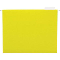 UNIVERSAL - 9-1/2x11-3/4", Letter Size, Yellow, Hanging File Folder - 11 Point Stock, 1/5 Tab Cut Location - Exact Industrial Supply