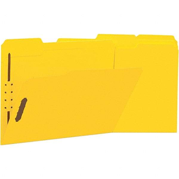 UNIVERSAL - 12-1/4 x 9-1/2", Letter Size, Yellow, File Folders with Top Tab - 11 Point Stock, Assorted Tab Cut Location - Exact Industrial Supply