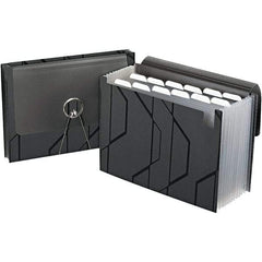 Pendaflex - 11-3/4 x 9-1/2", Letter Size, Black, Expandable File Folders with Elastic Cord Closure - 1/6 Tab Cut Location - Exact Industrial Supply