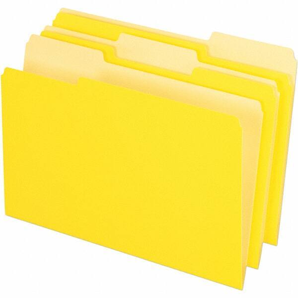 Pendaflex - 14-5/8 x 9-3/16", Legal, Yellow, File Folders with Top Tab - 11 Point Stock, Assorted Tab Cut Location - Exact Industrial Supply