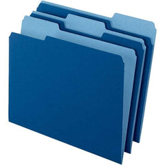 Pendaflex - 11-5/8 x 9-3/16", Letter Size, Navy Blue, File Folders with Top Tab - 11 Point Stock, Assorted Tab Cut Location - Exact Industrial Supply