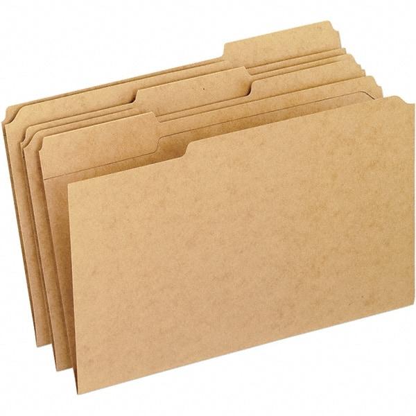 Pendaflex - 15-1/4 x 10", Legal, Brown, File Folders with Top Tab - 11 Point Stock, Assorted Tab Cut Location - Exact Industrial Supply