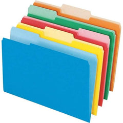 Pendaflex - 14-5/8 x 9-3/16", Legal, Assorted Colors, File Folders with Top Tab - 11 Point Stock, Assorted Tab Cut Location - Exact Industrial Supply