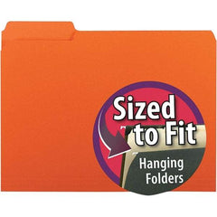 SMEAD - 11-5/8 x 9-3/16", Letter Size, Orange, File Folders with Top Tab - 11 Point Stock, Assorted Tab Cut Location - Exact Industrial Supply
