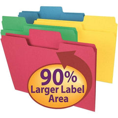 SMEAD - 11-5/8 x 9-1/2", Letter Size, Assorted Colors, File Folders with Top Tab - 11 Point Stock, Assorted Tab Cut Location - Exact Industrial Supply
