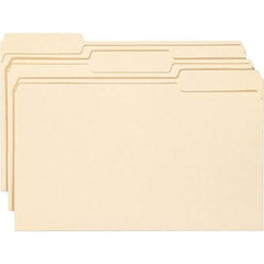 SMEAD - 14-3/4 x 9-1/2", Legal, Manila, File Folders with Top Tab - 11 Point Stock, Assorted Tab Cut Location - Exact Industrial Supply