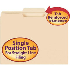 SMEAD - 11-5/8 x 9-1/2", Letter Size, Manila, File Folders with Top Tab - 11 Point Stock, 1/3 Tab Cut Location - Exact Industrial Supply