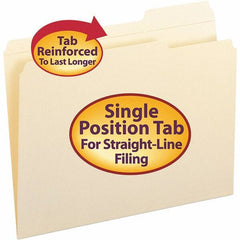 SMEAD - 11-5/8 x 9-1/2", Letter Size, Manila, File Folders with Top Tab - 11 Point Stock, Assorted Tab Cut Location - Exact Industrial Supply