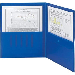 SMEAD - 11 x 8-1/2", Letter Size, Blue, Two Pocket Folder - Exact Industrial Supply