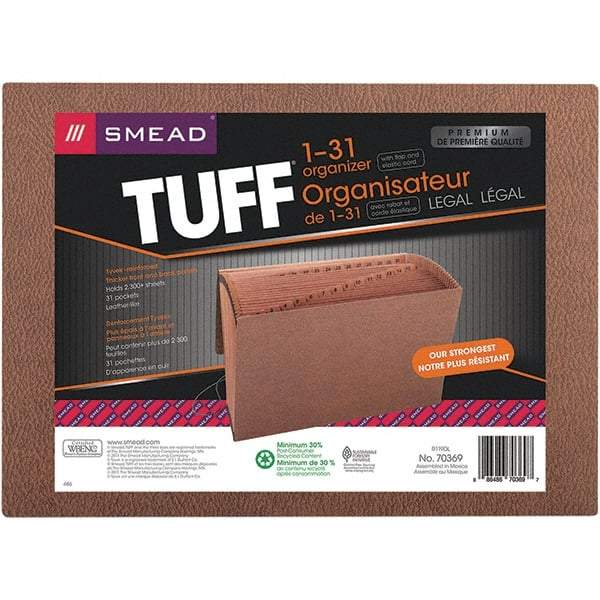 SMEAD - 15 x 10", Legal, Redrope, 1-31 Indexed Expanding Files - Assorted Tab Cut Location - Exact Industrial Supply