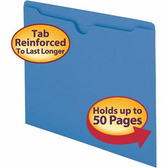 SMEAD - 11-3/4 x 9-1/2", Letter Size, Blue, File Folders with Top Tab - 11 Point Stock, Straight Tab Cut Location - Exact Industrial Supply