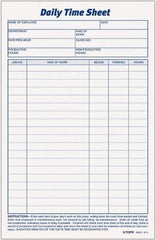 TOPS - 5-1/2" High x 8-1/2" Wide Daily Time & Job Sheets - Gray, White, Use with Manual Entries - Exact Industrial Supply