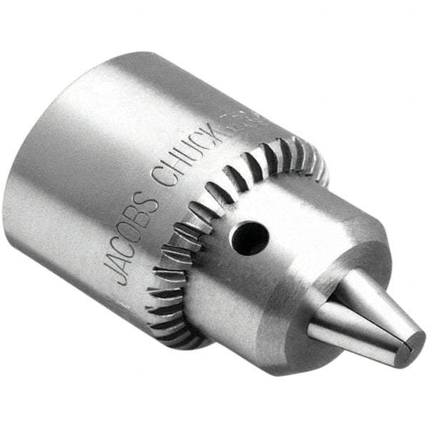 Jacobs - JT1, 1/32 to 1/4" Capacity, Tapered Mount Drill Chuck - Keyed, 1-1/8" Sleeve Diam, 1-35/64" Open Length - Exact Industrial Supply