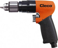 Cleco - 3/8" Reversible Keyed Chuck - Pistol Grip Handle, 1,800 RPM, 0.16 LPS, 20 CFM, 1 hp, 90 psi - Exact Industrial Supply