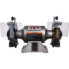 Jet - 6" Wheel Diam, 1/2 hp Bench Grinder - 1/2" Arbor Hole Diam, 1 Phase, 3,450 Max RPM, 115 Volts - Exact Industrial Supply