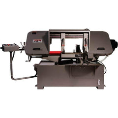 Jet - 19-1/4 x 4" Max Capacity, Semi-Automatic Variable Speed Pulley Horizontal Bandsaw - 90 to 370 SFPM Blade Speed, 230/460 Volts, 45 & 90°, 3 hp, 3 Phase - Exact Industrial Supply